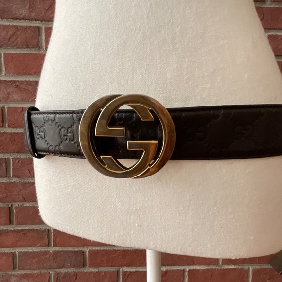 Gucci Guccissima Embossed Brown Leather Gg Marmont Belt Size 90/36 Made in Italy - Picture 2 of 13